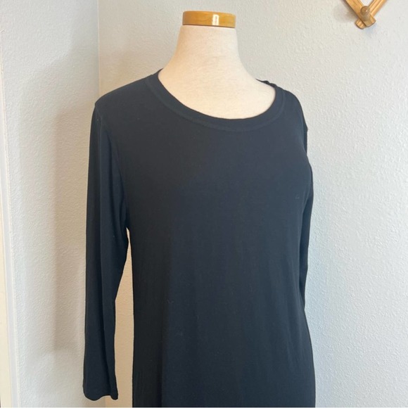 Raquel Allegra Modal Long Sleeve Midi Dress Black Size Medium - Picture 3 of 5